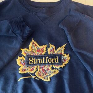 Vintage Stratford Crewneck Sweatshirt No Size Embroidered Navy Blue Gold Red